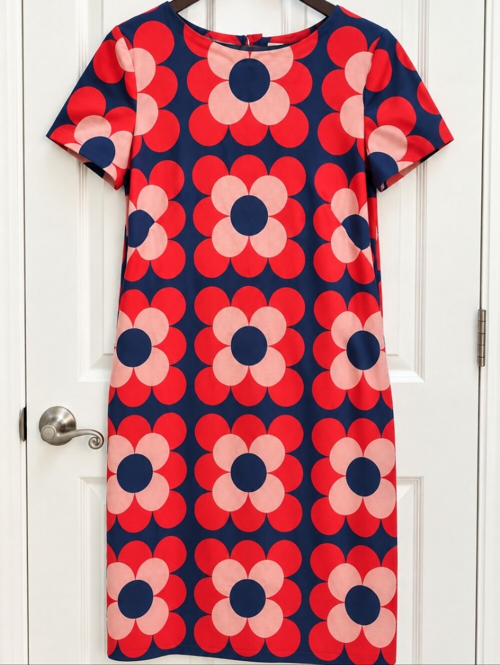 Boden Red Floral Geometric Design Midi Dress Sz Med?